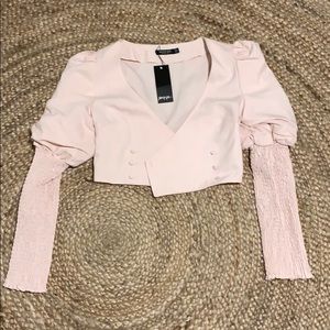 Puff sleeve wrap crop top